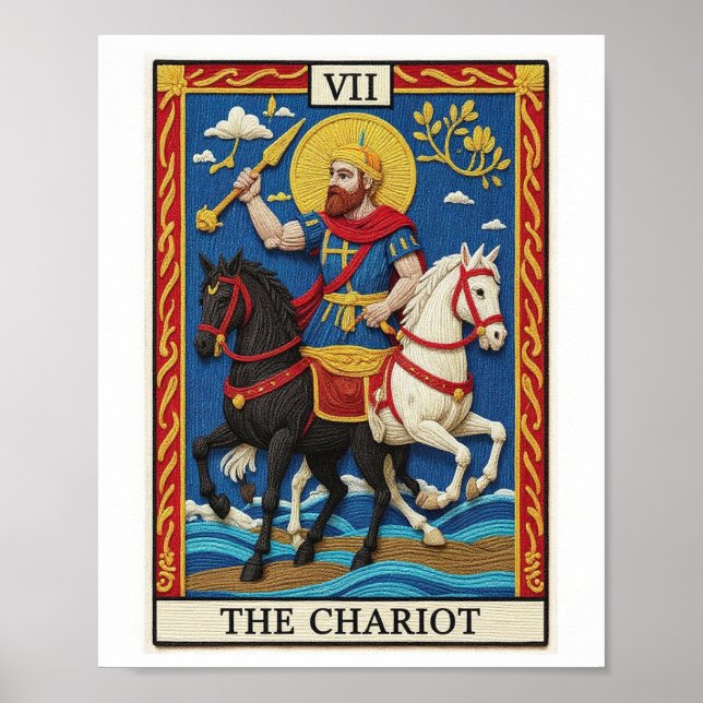 Póster de la Carta del Carro de Tarot (Frente)