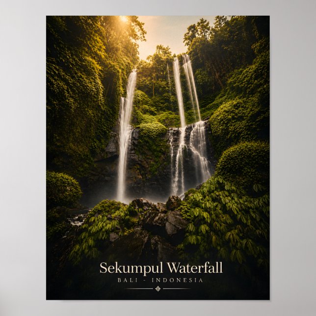 Póster de la cascada de Sekumpul en Bali (Frente)