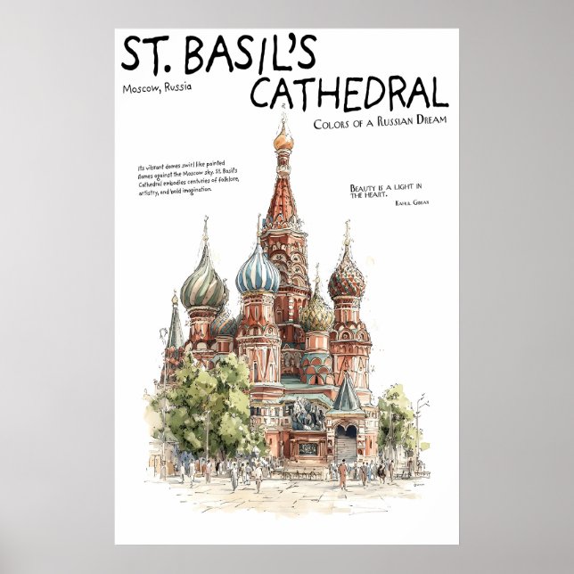 Póster de la Catedral de San Basilio Moscú Rusia (Frente)