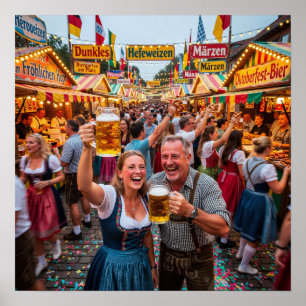 Póster de la celebración nocturna del Oktoberfest