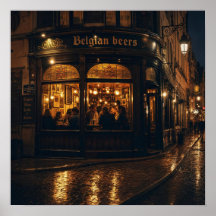 Póster de la Cervecería Belgian Corner de Noche