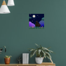 Póster de la chica soñadora bajo la luz de la luna