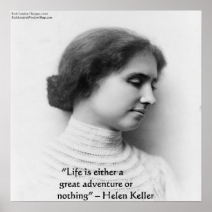 Póster de la cita de Helen Keller "La vida es aven