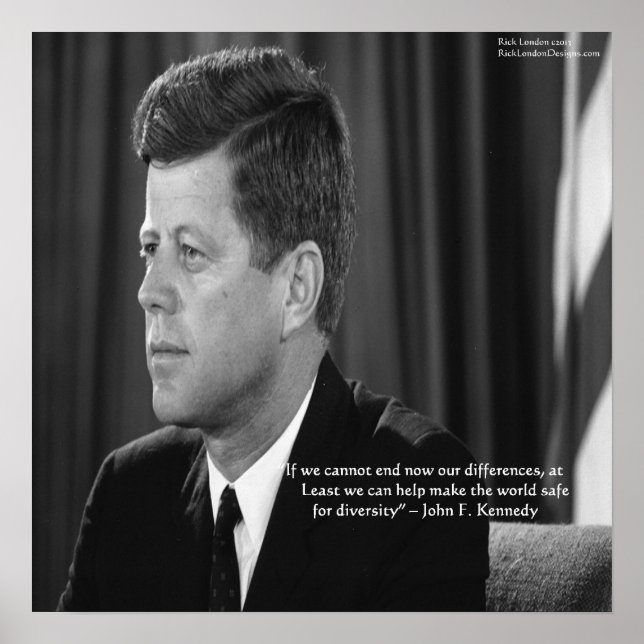 Póster de la cita de JFK sobre diferencias/diversi (Frente)