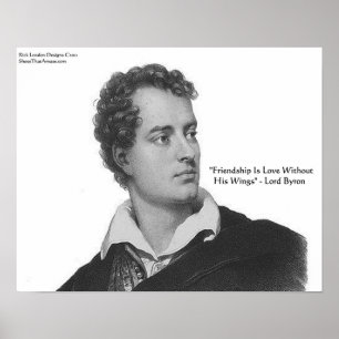 Póster de la cita de Lord Byron "Amor sin alas"