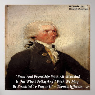 Póster de la cita de Thomas Jefferson "Paz y Amist