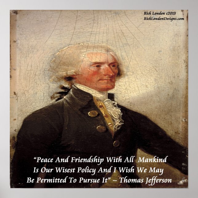 Póster de la cita de Thomas Jefferson "Paz y Amist (Frente)