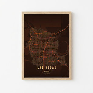 Póster de la ciudad de Las Vegas, impresión de map
