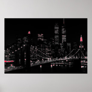 Póster de la ciudad de Nueva York por la noche