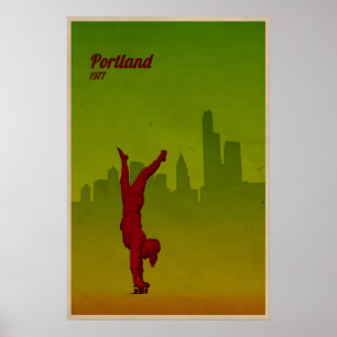 Póster de la ciudad de Portland de impresión de mo