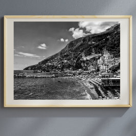 Póster de la Costa de Amalfi en Negro y Fotografía