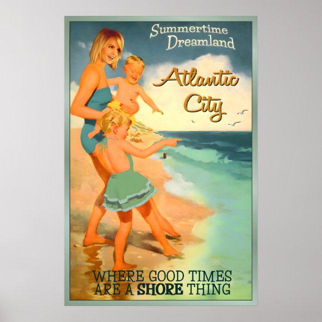Póster de la costa de Jersey de la ciudad atlántic (Frente)