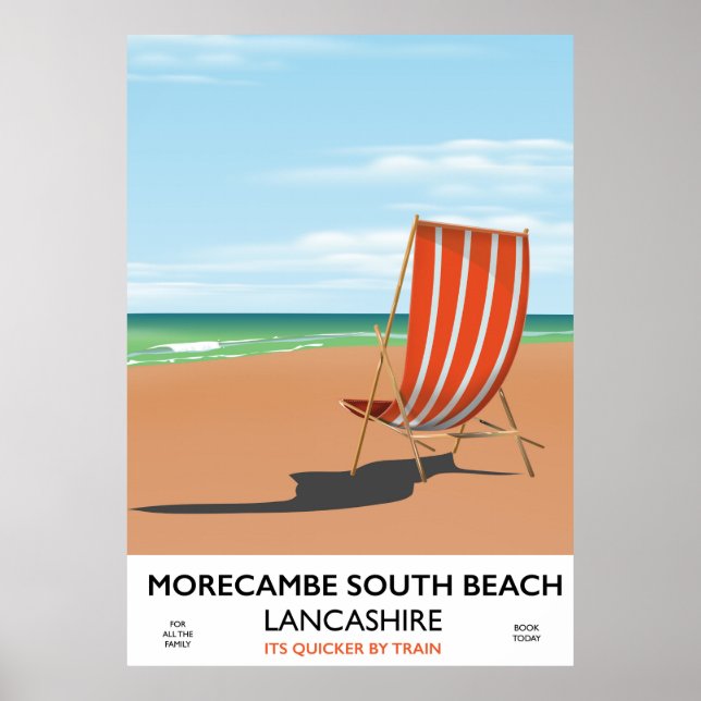 Póster de la costa de Morecambe South Beach Lancas (Frente)
