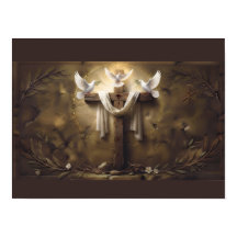 Póster de la Cruz Cristiana con Palomas | Cruz de