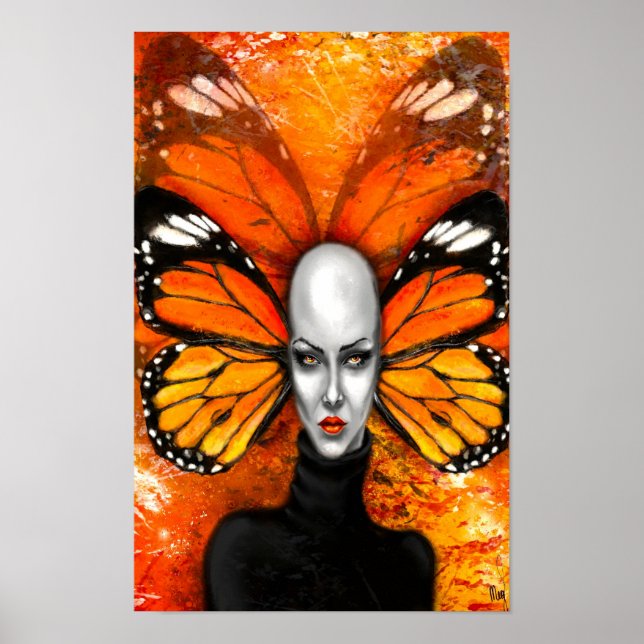 Póster de la dama mariposa - Pintura (Frente)