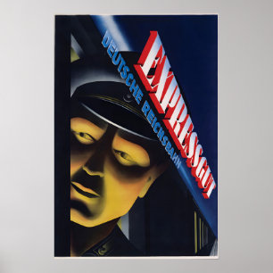 Póster de la Deutsche Reichsbahn ¡Expreso de merca