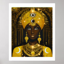 Póster de la Diosa Africana Dorada - Reina Afrocen