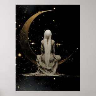 Póster de la diosa de la luna creciente encantada