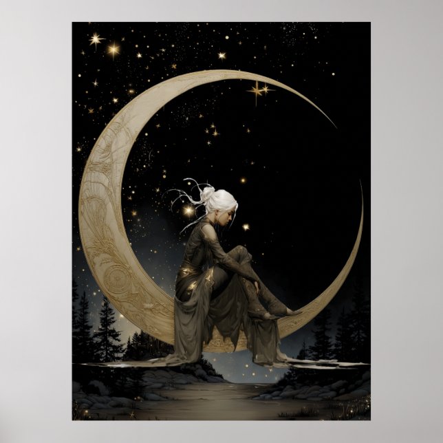 Póster de la diosa de la luna creciente encantada  (Frente)