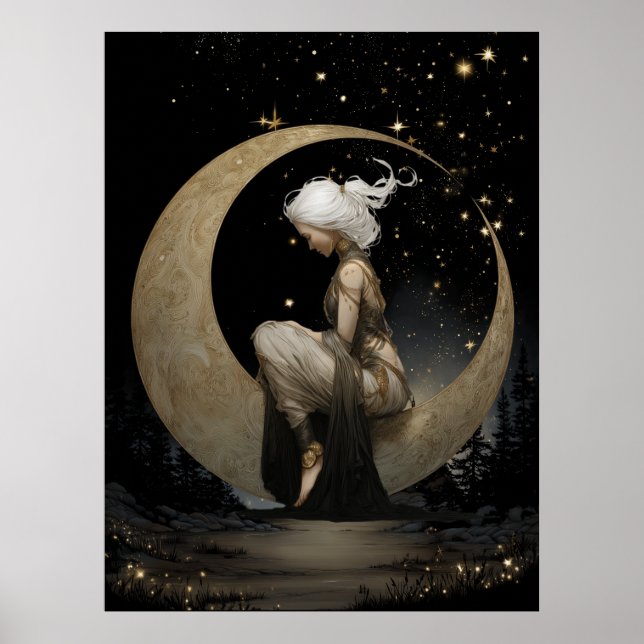 Póster de la diosa de la luna creciente encantada  (Frente)