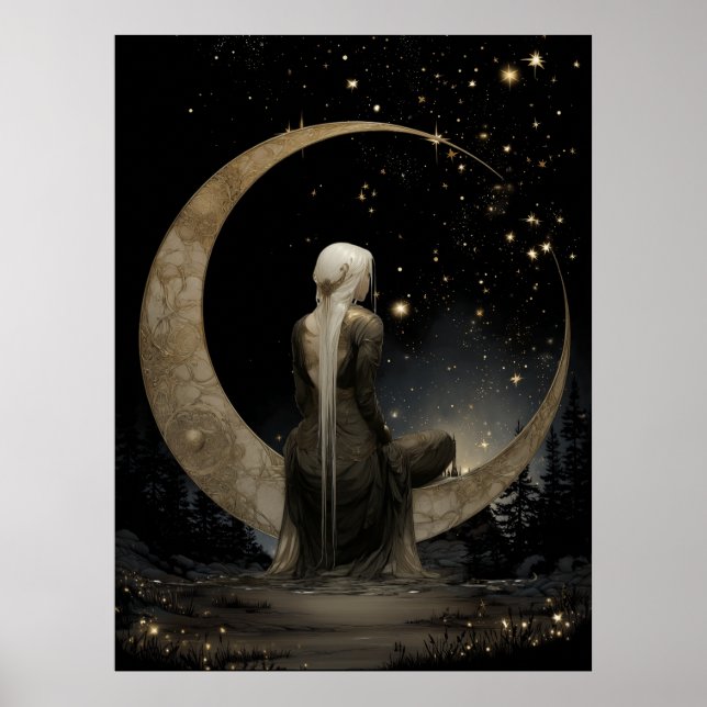 Póster de la diosa de la luna creciente encantada  (Frente)
