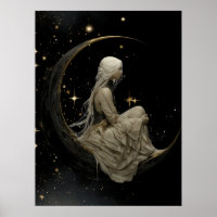 Póster de la diosa de la luna creciente encantada