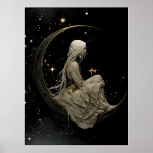 Póster de la diosa de la luna creciente encantada 