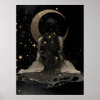 Póster de la diosa de la luna creciente encantada