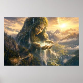 Póster de la Diosa de la Tierra Acunando la Luz de