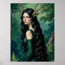 Póster de la Diosa del Bosque Oscuro Cottagecore