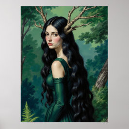 Póster de la Diosa del Bosque Oscuro Cottagecore