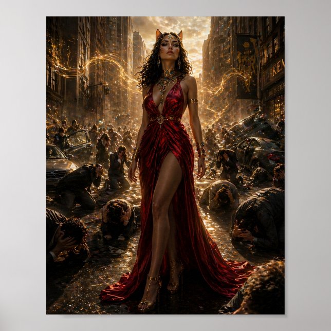 Póster de la Diosa Felina de la Influencia (Frente)