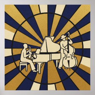 Póster de la Diva del Jazz Esmeralda Verde y Dorad