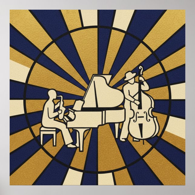 Póster de la Diva del Jazz Esmeralda Verde y Dorad (Frente)
