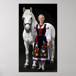 Póster de la doncella folclórica de Tatra y el cab