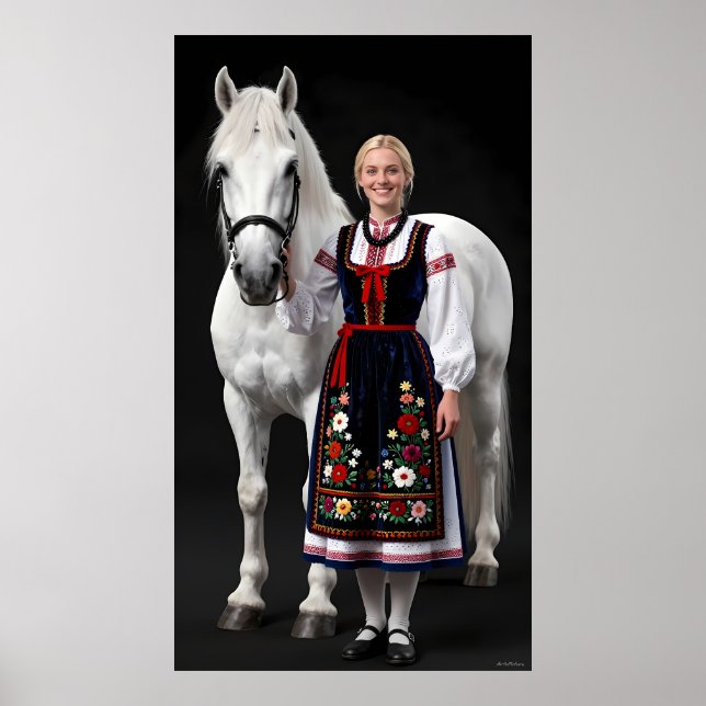 Póster de la doncella folclórica de Tatra y el cab (Frente)