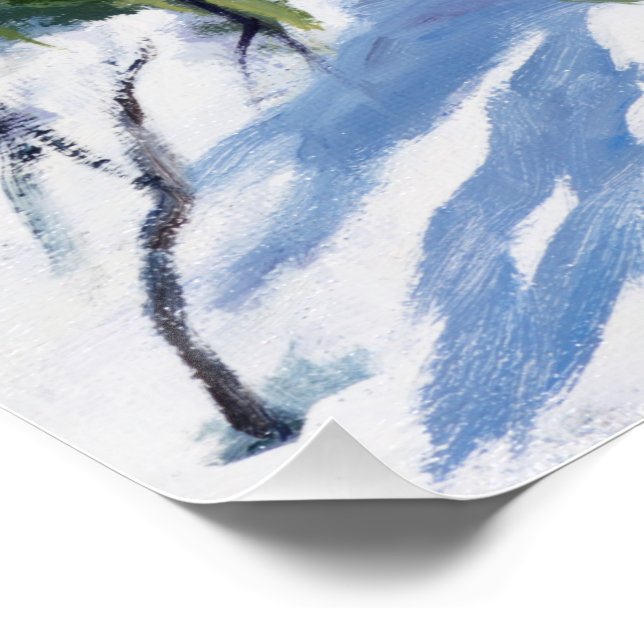 Poster de la Escena de Nieve de la Montaña Sunlit  (Esquina)