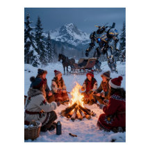 Póster de la escena del trineo de la fogata de inv
