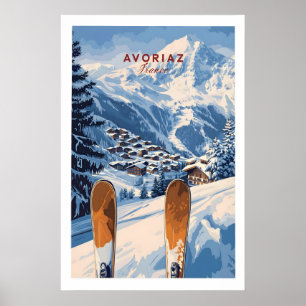 Póster de la Estación de Esquí de Avoriaz Alpes Fr