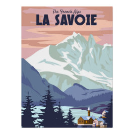 Poster de la estación de esquí de La Savoie, retro