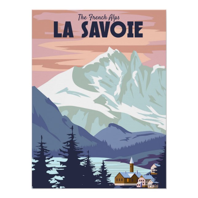 Poster de la estación de esquí de La Savoie, retro (Anverso)