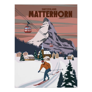Poster de la estación de esquí de Matterhorn, retr