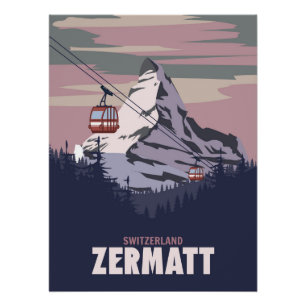 Poster de la estación de esquí de Zermatt, retro A
