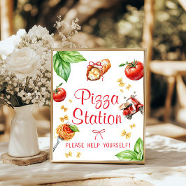Póster de la estación de pizza para baby shower Ho