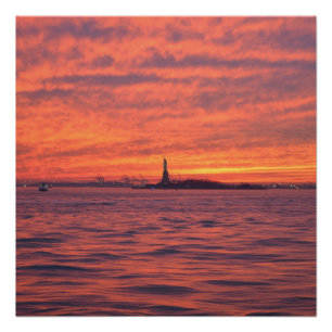 Póster de la Estatua de la Libertad al Atardecer