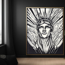 Póster de la Estatua de la Libertad con Arte de Lí