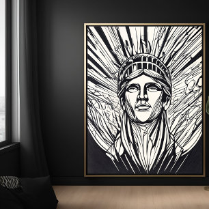 Póster de la Estatua de la Libertad con Arte de Lí