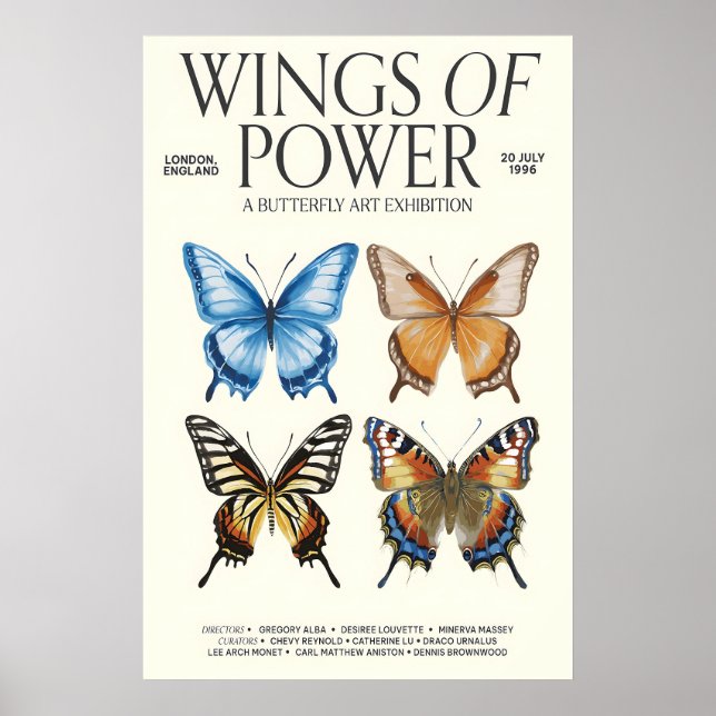 Póster de la exposición de arte de mariposas 'Alas (Frente)