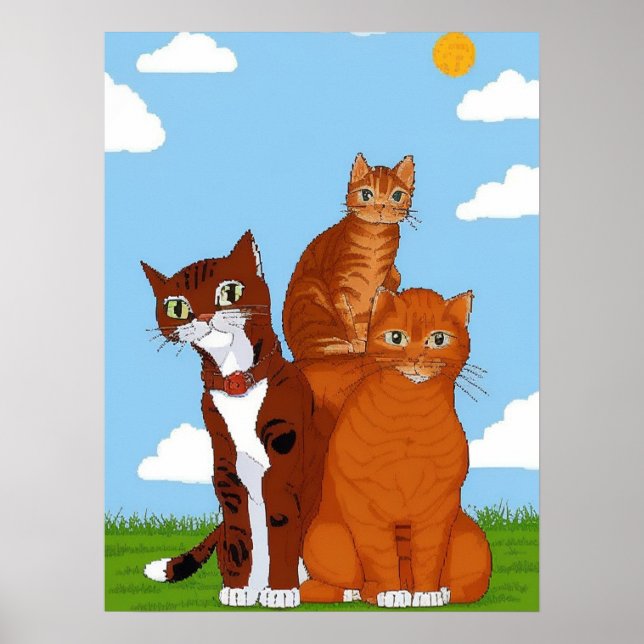 Póster de la familia de gatos caprichosa - Arte de (Frente)