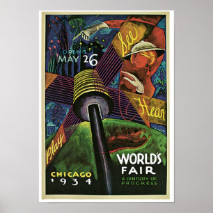 Póster ~ de la feria de mundo al siglo de progreso